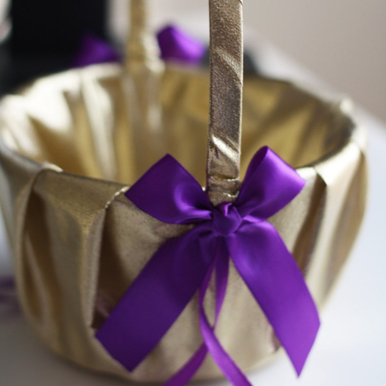 gold flower girl baskets