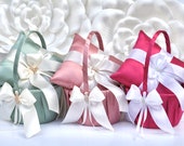 Flower Girl Basket and Ring Bearer Pillow Set in Top 3 Colors - Sage Green Pistachio, Dusty Rose and Cranberry, Wedding Basket and Pillow