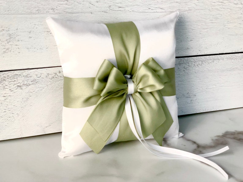 Pastel Green Flower Girl Basket, Green Wedding Basket, Sage Green Basket Pillow Set, Green Flower Basket image 3