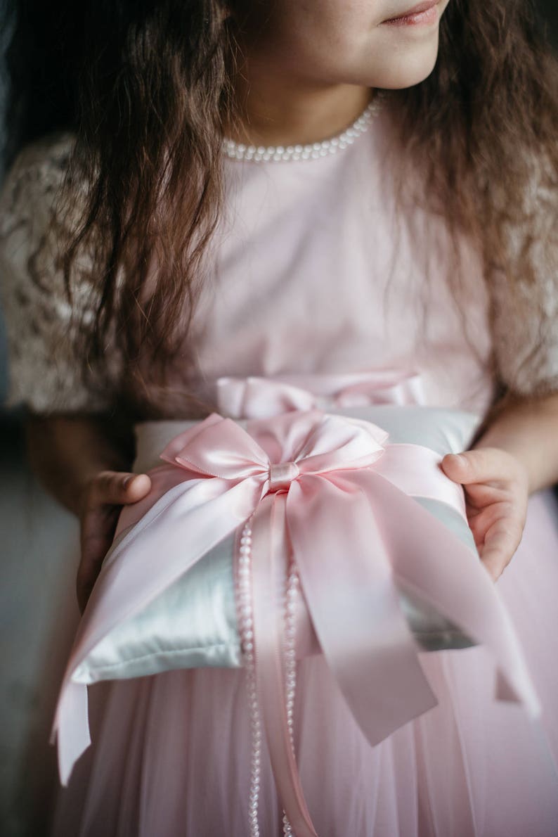 Pink Flower Girl Basket / Blush Wedding Basket / Pearl Handle Etsy
