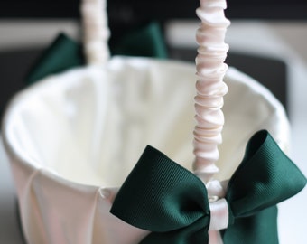 ONE Emerald Flower Girl Basket Green Wedding Baskets Wedding
