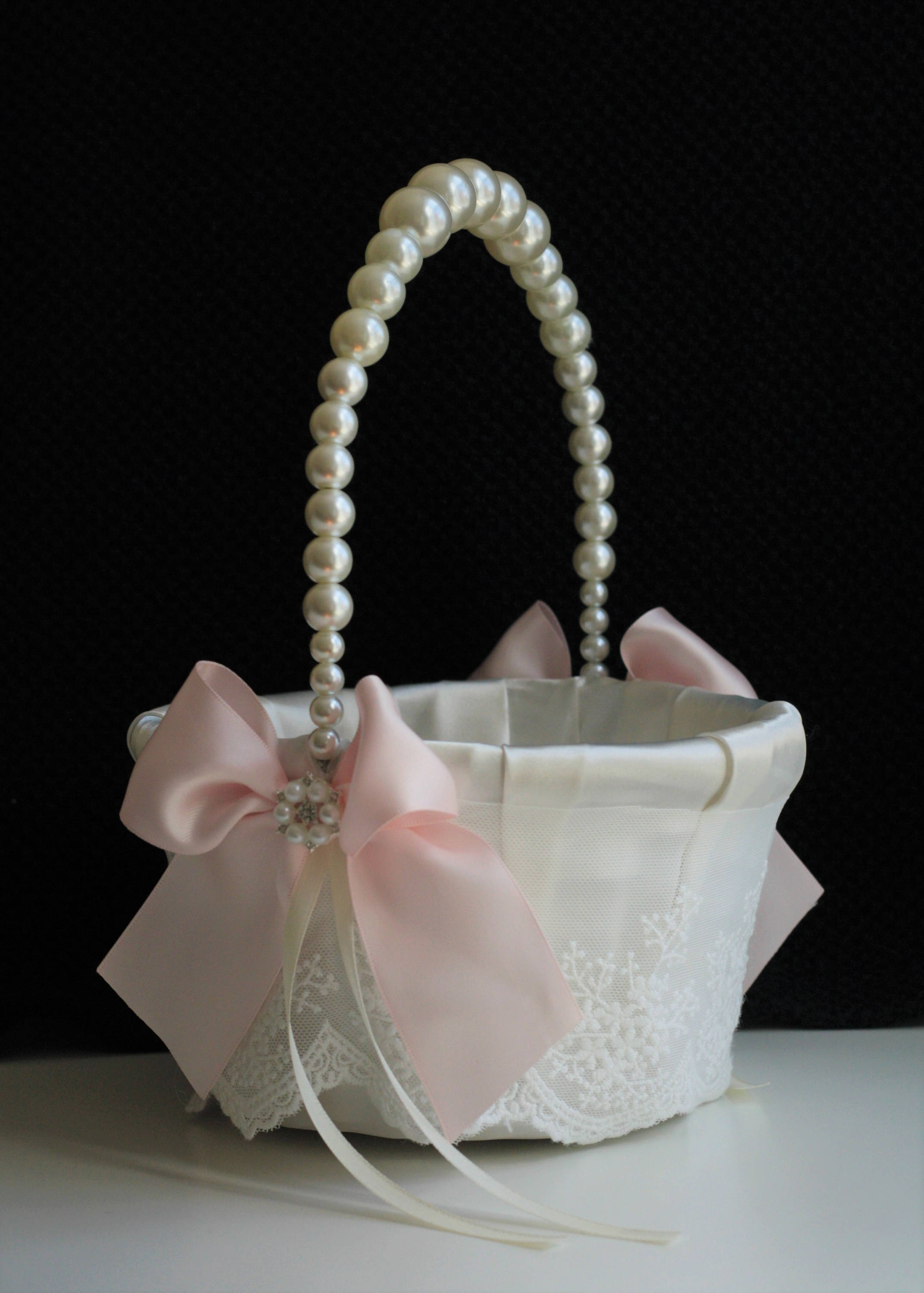 Blush Flower Girl Basket Blush Wedding Basket Blush Pink Etsy