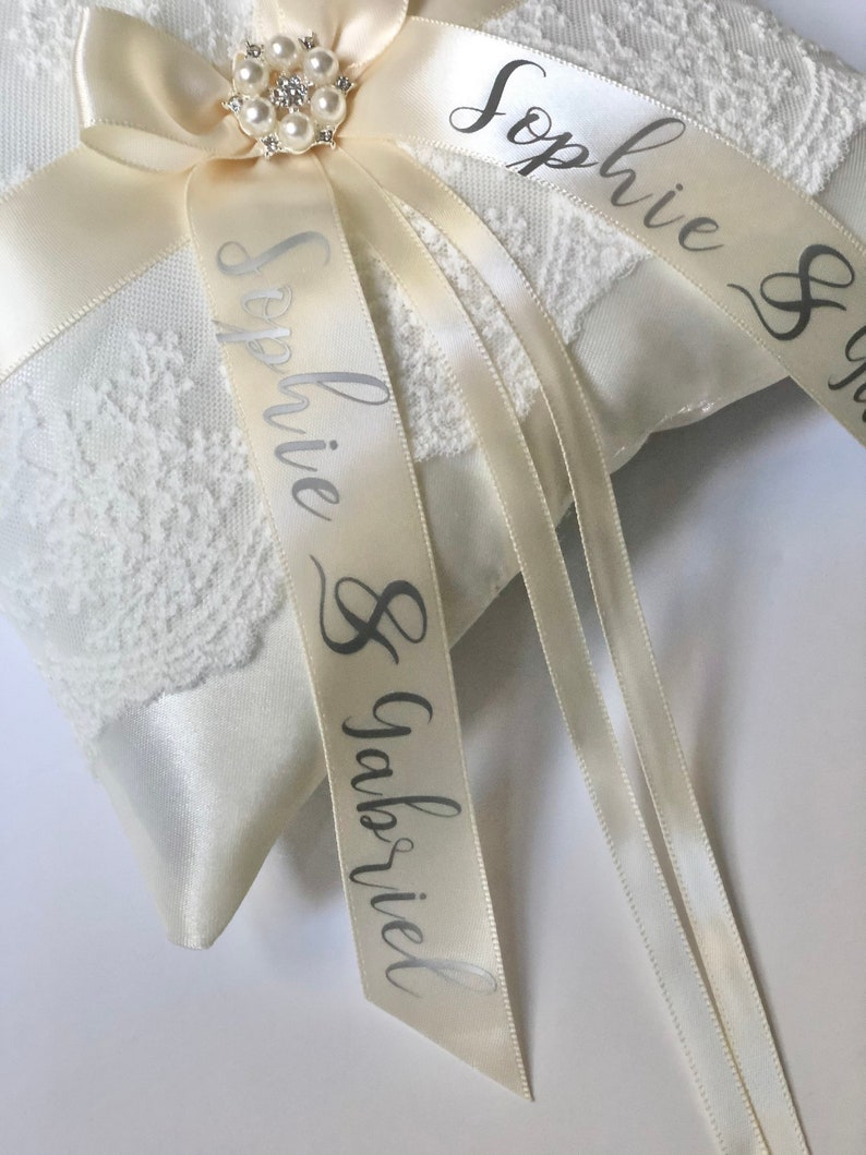 Ivory Flower Girl Basket and Ring Bearer Pillow Set, Ivory Flower Girl and Ring Bearer Set Ring Pillow Wedding ringkissen Pillow ring bearer image 3