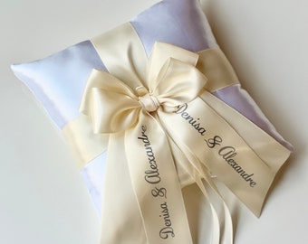 Ivory Ring Bearer Pillow Ivory White Wedding Ring Pillow Cushion Personalization Ringkissen Ring Holder Personalized Ivory Wedding Pillow