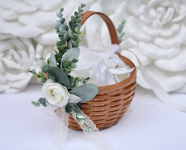 Flower Girl Basket Willow Flower Basket Rustic Flower Girl Etsy