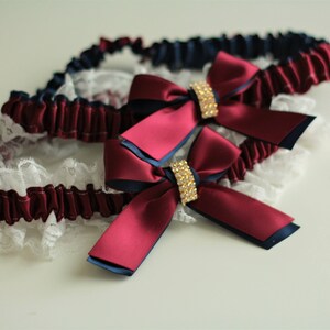 Bridal Garter Set, Wedding Garters, Garter Belt, Wedding Garter Set, Burgundy Garters, Navy Red Garters, Lace bridal garter, Navy Garter Set