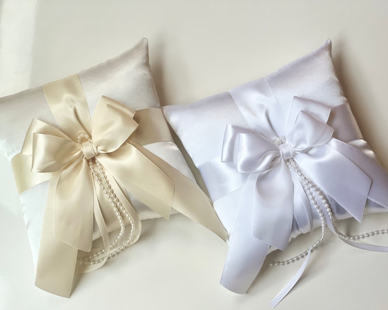 Ivory or white wedding ring bearer pillows