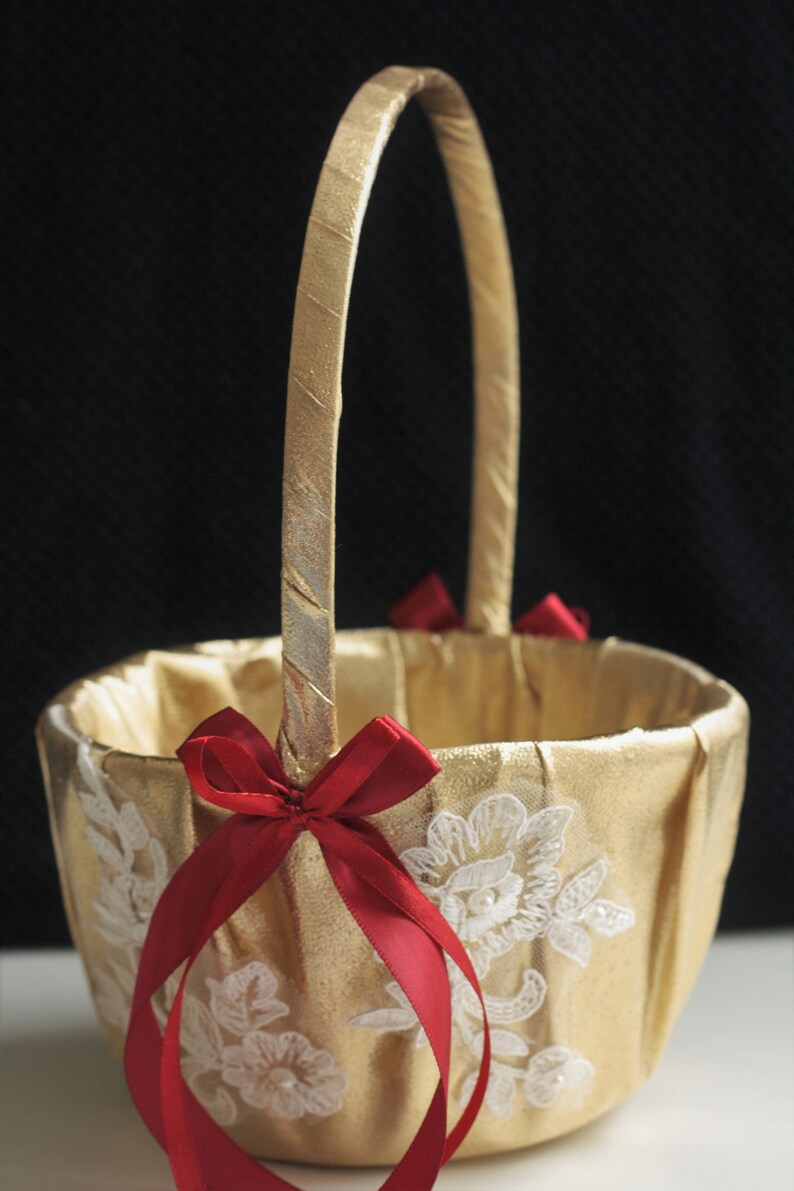 Gold Wedding Baskets Burgundy Ring Bearer Gold Flower Girl Etsy
