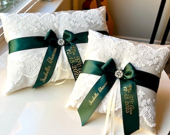 Quinceanera Pillow Set Hunter Green Quince Tiara Pillows Green Quinceañera Shoe Pillow Kneeling Pillow Green Custom Mis Quince Pillows