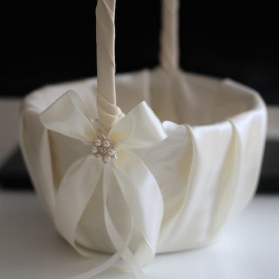 ivory flower girl baskets