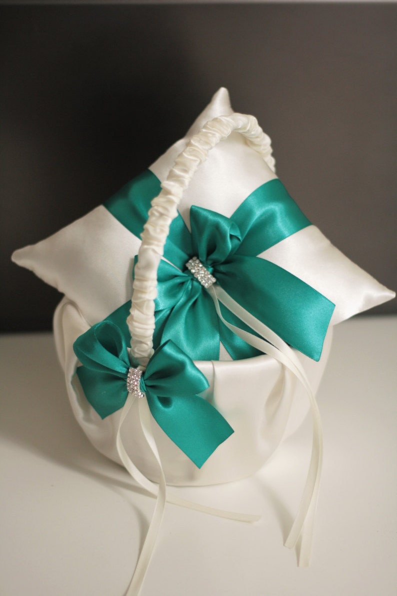 Wedding Guest Book Emerald Green Ring Bearer Pillow Flower Etsy