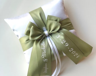 Sage Ring Bearer Pillow Sage Green Wedding Ring Pillow Personalized Pillow for Rings Green Ring Cushion Sage Ringkissen Ring Bearer Gift