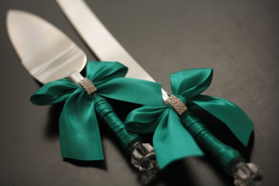 Emerald Green Flower Girl Basket Ring Bearer Pillow Guest Book Pen Set Wedding