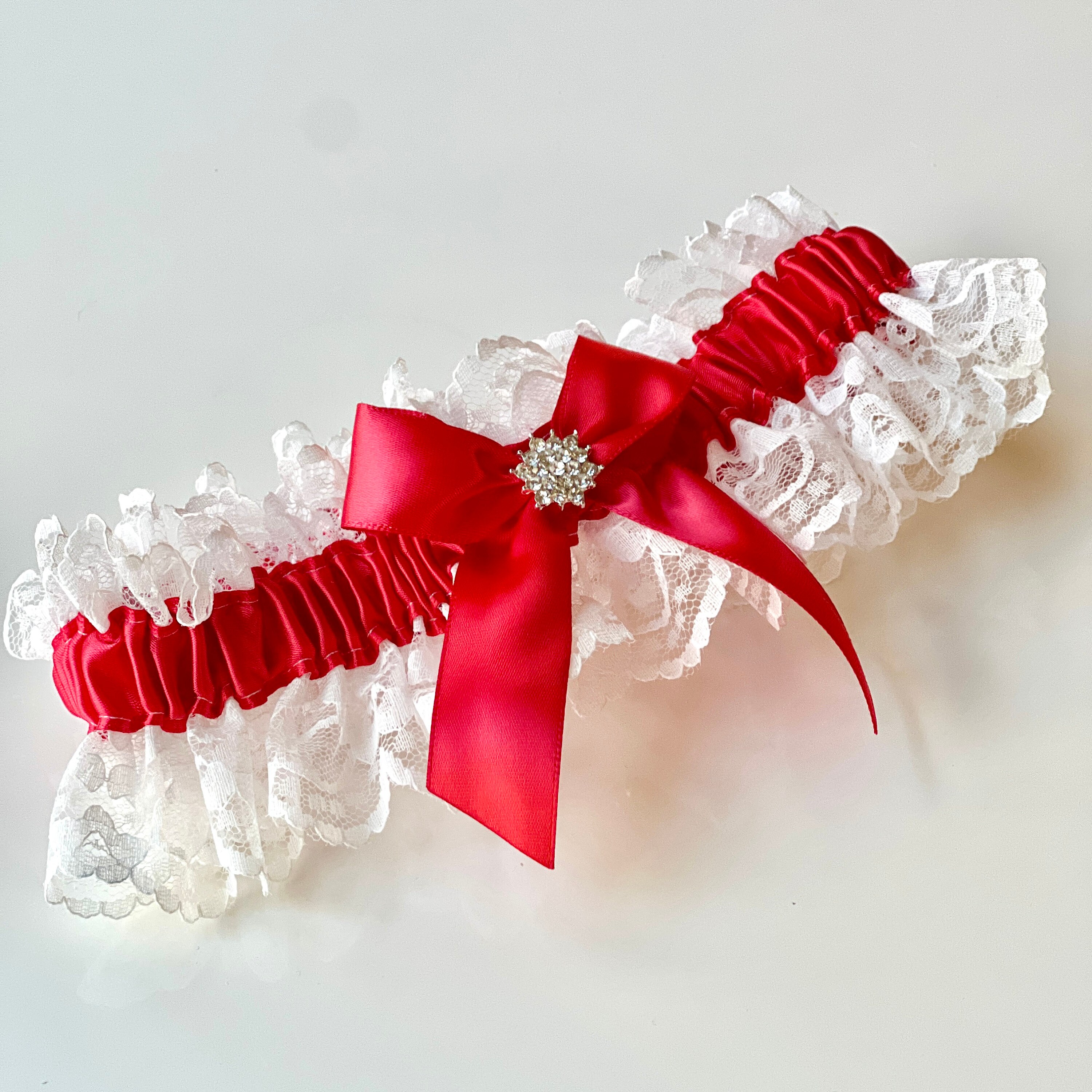 Cesto per fiori da sposa, in raso rosso, con fiocco, per feste di