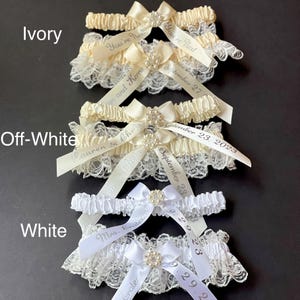 Wedding Garters for Brides, Ivory Bridal Garter Set, Prom Garters for Wedding, Personalized Garter, Toss Keepsake Garter, Bridal Shower Gift image 2