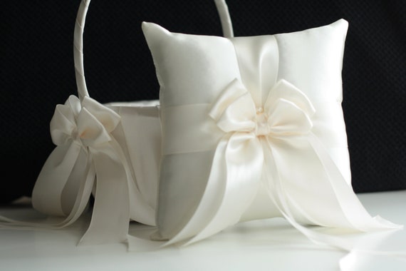 Flower Girl Basket Wedding Basket Off White Basket For Etsy