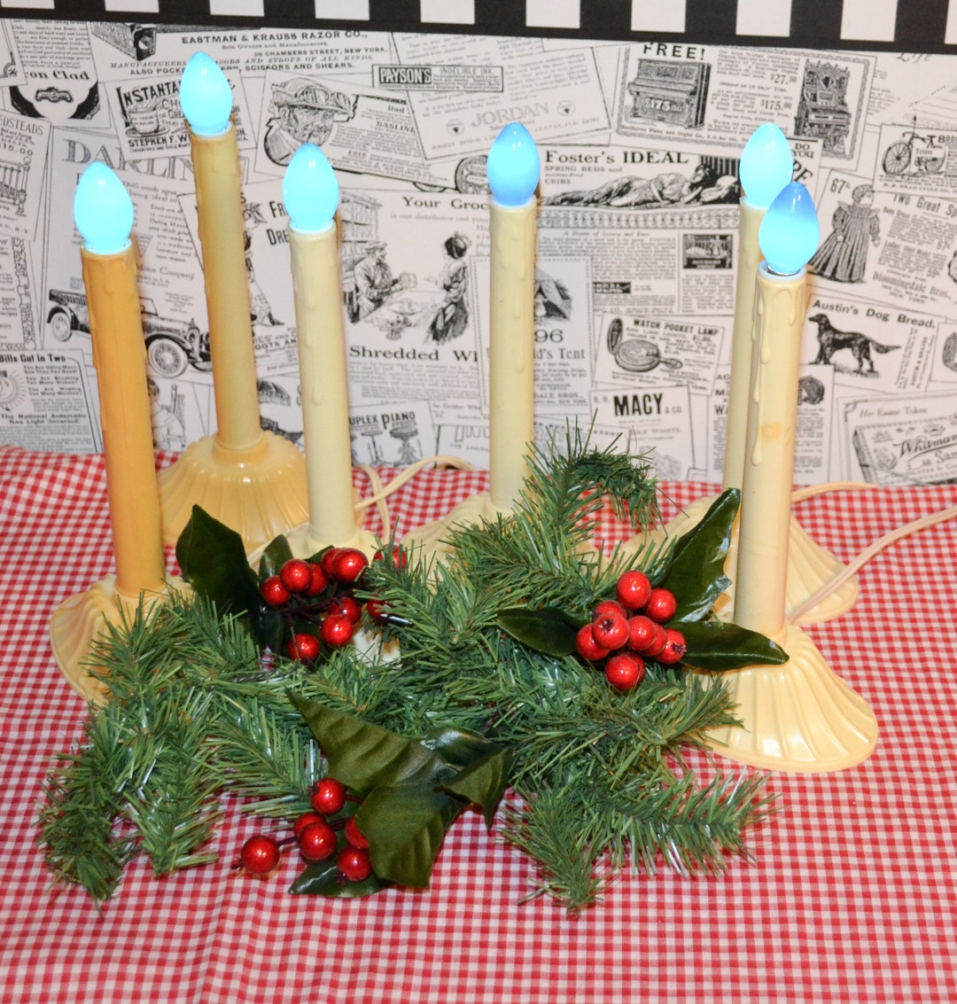 Vintage 1970s Electric Plastic Drip Wax Candle – Christmas Retro Decor, 9 Inch Ivory