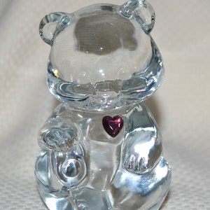 Fenton Bear Figurine, Fenton Clear Glass Birthday Bear