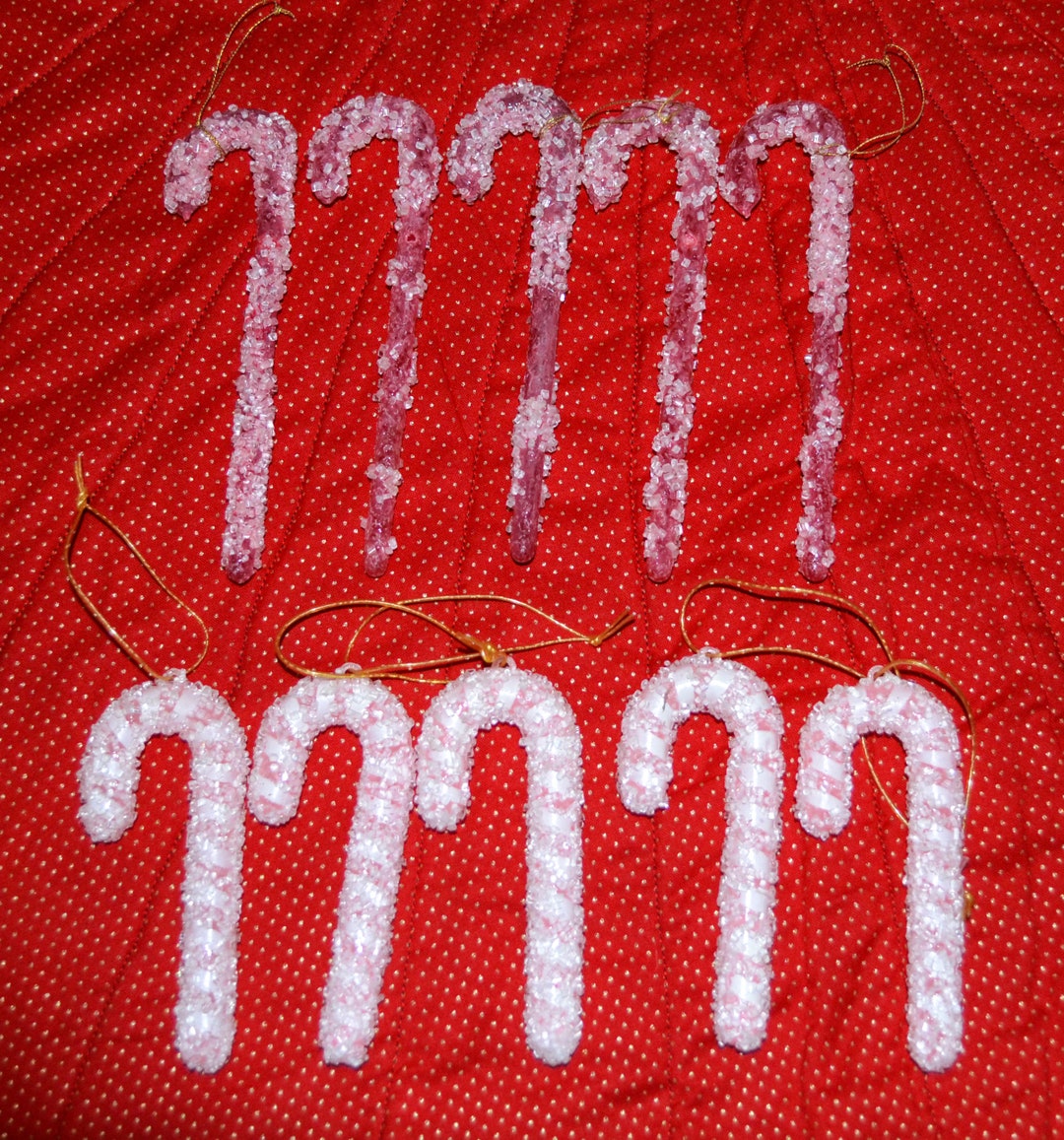 Vintage Candy Cane Tree Ornaments, Vintage Sugar Coated Plastic Candy