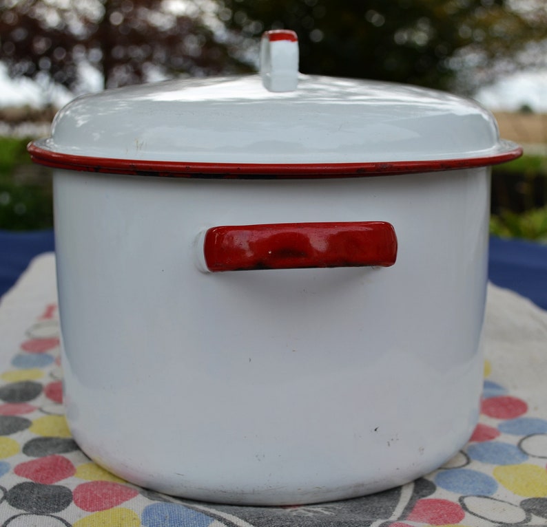 Enamel Ware Pot and Lid Enamel Cooking Pot Etsy