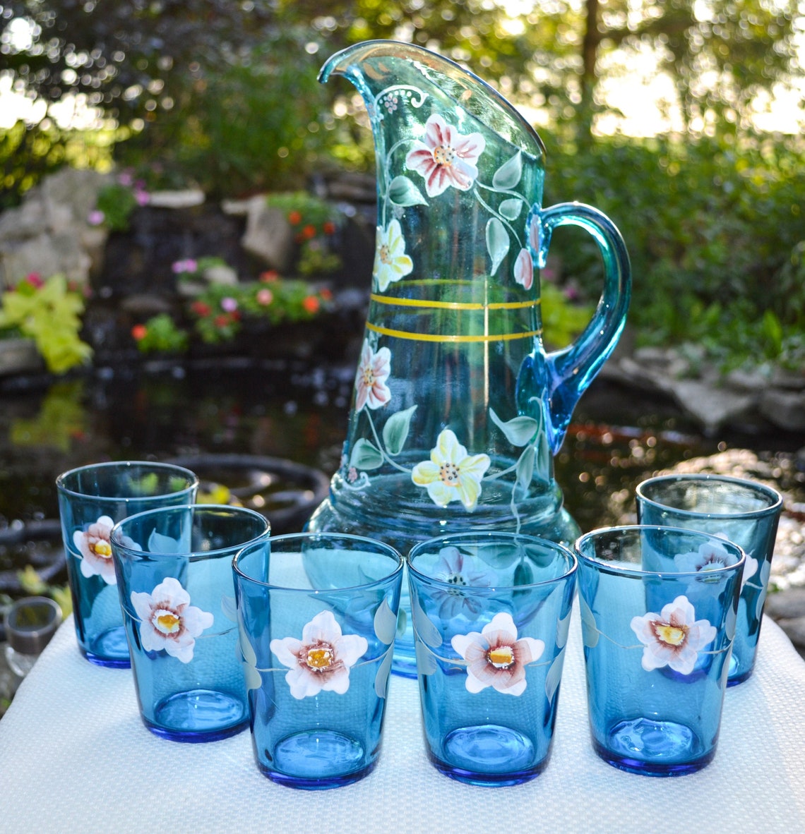 Northwood Hand Painted Lemonade Set Hand Painted Flowered Etsy