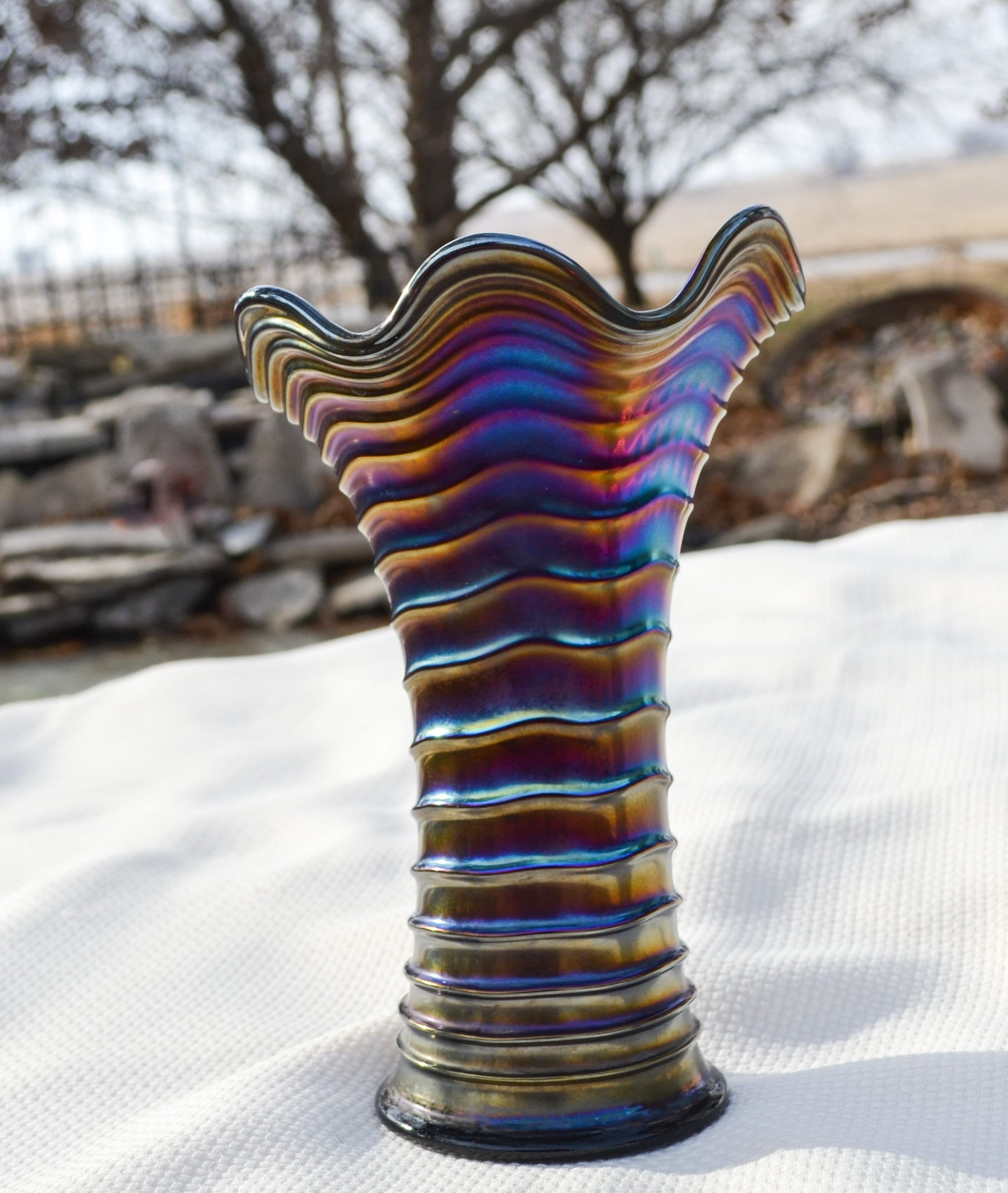 Carnival Glass Funeral Vase