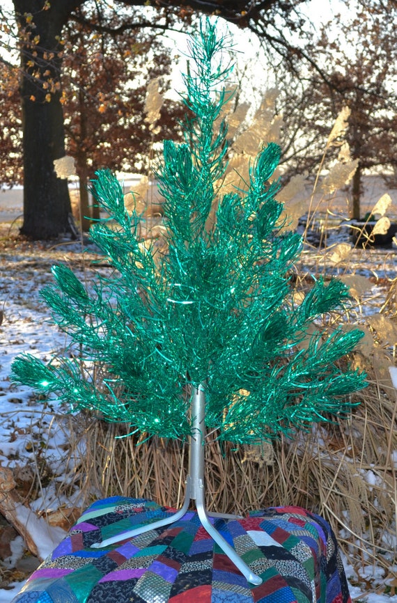 Vintage silver christmas tree with rotating light online