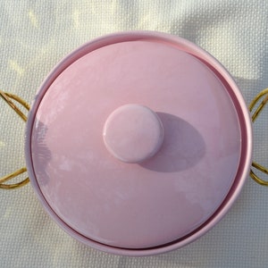 Miramar of California Covered Casserole, Miramar MCM Pink Casserole and Stand, Miramar Pink Covered Casserole and Holder