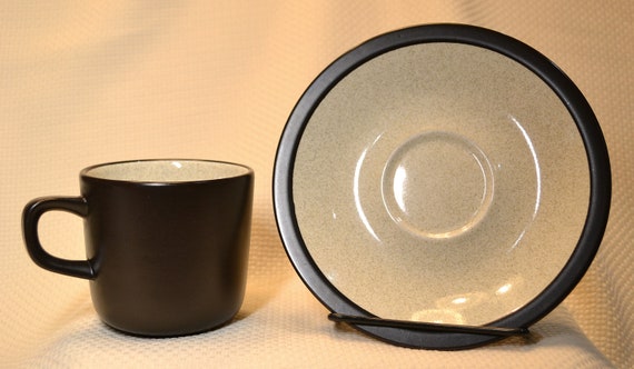 Mikasa Terra Stone Vanilla Cup and Saucer Set: Stoneware Coffee