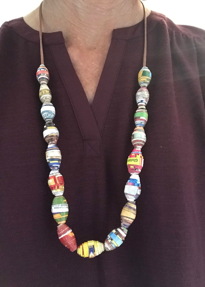 Cereal Box Bead Necklaces. Haitian jewelry. Colorful chunky Etsy