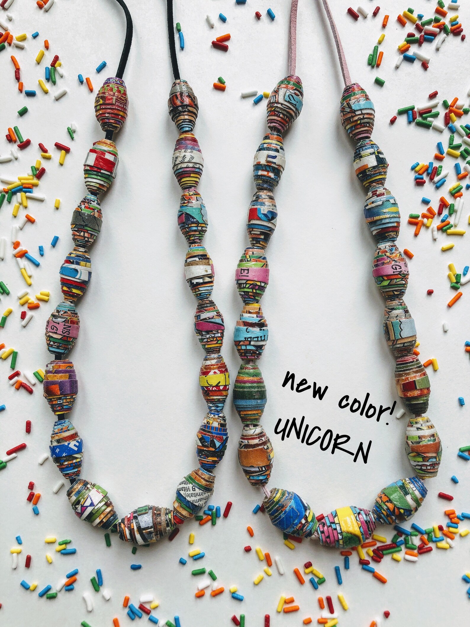 Cereal Box Bead Necklaces. Haitian jewelry. Colorful chunky Etsy