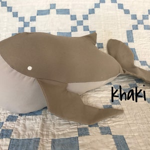 Blue Jean Whales. Pinstripe, Khaki, and Orca styles too. Made in Haiti. Nautical nursery. Baby gifts. Denim whale. image 5