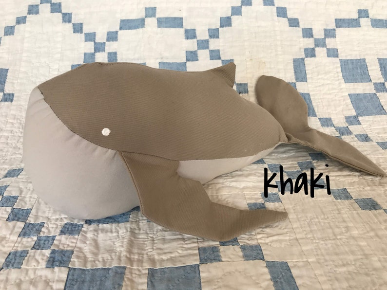 Blue Jean Whales. Pinstripe, Khaki, and Orca styles too. Made in Haiti. Nautical nursery. Baby gifts. Denim whale. image 5