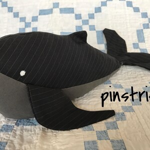 Blue Jean Whales. Pinstripe, Khaki, and Orca styles too. Made in Haiti. Nautical nursery. Baby gifts. Denim whale. image 6