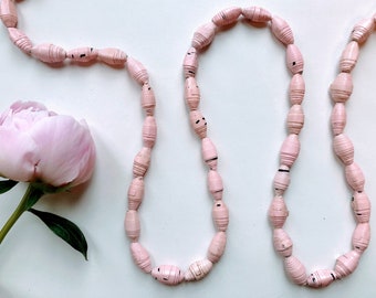 Baby Pink Paper Bead Garland. Baby shower decor. Light pink nursery garland. Baby shower gift. Pink and grey nursery. Little girls room.