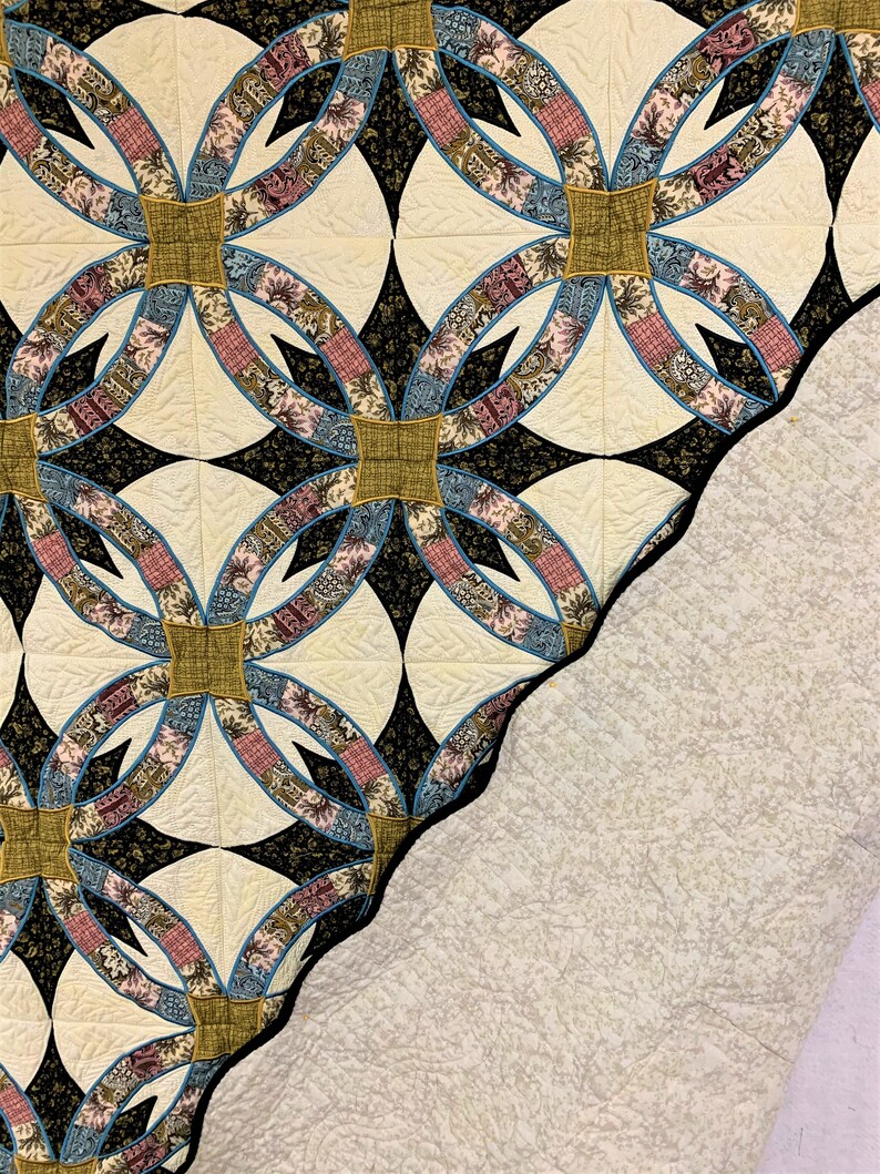 Double Wedding Ring Quilt Twin Size Quilt Lap Quilt Etsy