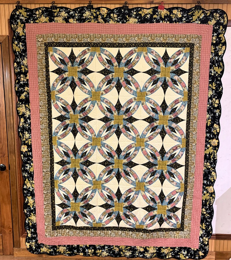 Double Wedding Ring Quilt Twin Size Quilt Lap Quilt Etsy