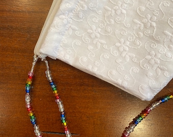 Face Mask Lanyard Sets of Rainbow Beads w Clear Beads ~ Fun Pretty Colorful Rainbow can also be used for eyeglassessunglassesairbuds
