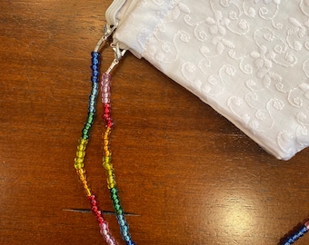 Face Mask Lanyard Sets of Rainbow Beads w Clear Beads ~ Fun Pretty Colorful Rainbow can also be used for eyeglassessunglassesairbuds
