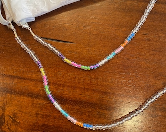 Face Mask Lanyard Sets of Rainbow Beads w Clear Beads ~ Fun Pretty Colorful Rainbow can also be used for eyeglassessunglassesairbuds