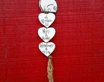 Pig sign, &quot;House is not a home&quot;, Country Pig with Hearts on Jute, Farmhouse Decor, Wall Hanging, Love of Pigs, Country Decor, Sign, Pig,Home