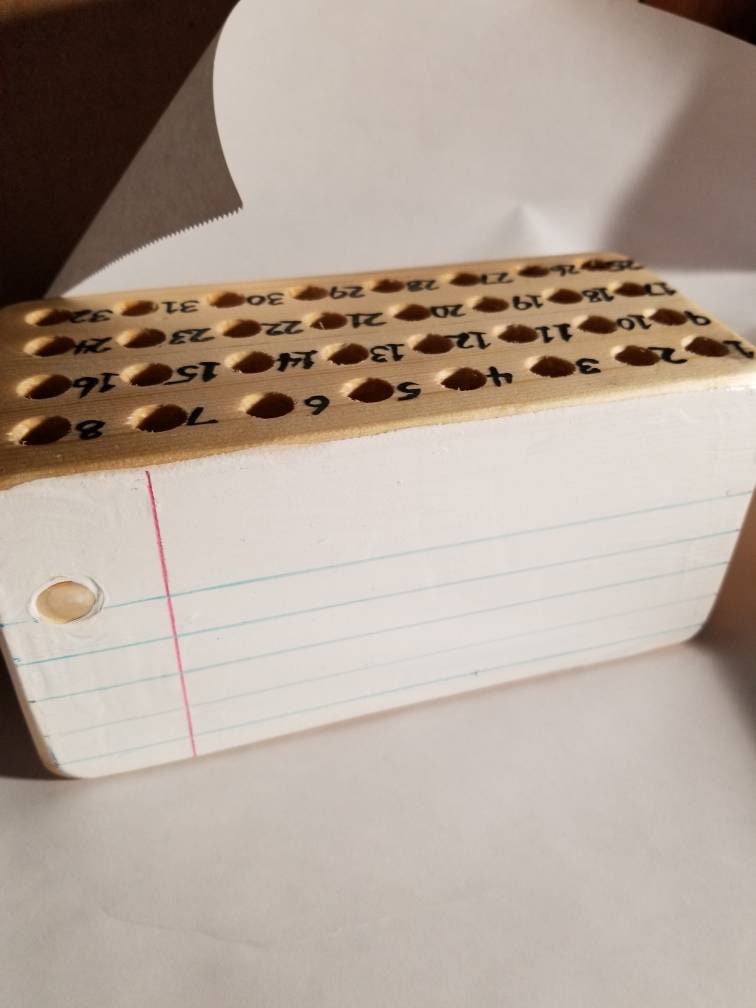 Teacher Gift, Pencil Holder, Numbered, Personalized Wood Block, School, Classroom, Teacher Appreciation, Pencil Block, 32 Hole, Chalkboard.