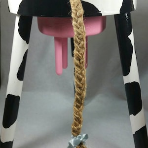 Cow Stool, Cow, Milking Stool, Side Table, End Table, Plant Stand, Cow Spots with Udders and Tail, Painted Stool, Wooden Stool, Farmhouse.