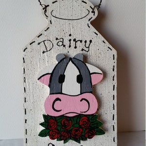 Milk Bottle Cow Sign, Cow, Farm House Decor, Milk Bottle, Country Decor, Dairy Fresh, Wall Decor, Layered Sign, Wooden Sign, Cow Love, Dairy image 1