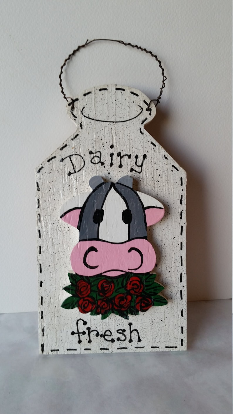 Milk Bottle Cow Sign, Cow, Farm House Decor, Milk Bottle, Country Decor, Dairy Fresh, Wall Decor, Layered Sign, Wooden Sign, Cow Love, Dairy image 1