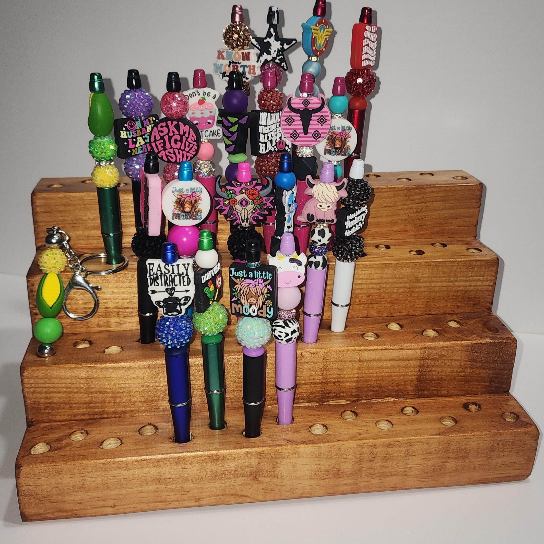 Pen Display, Pen Block, Beaded Pen Case, Stacked Display, Business