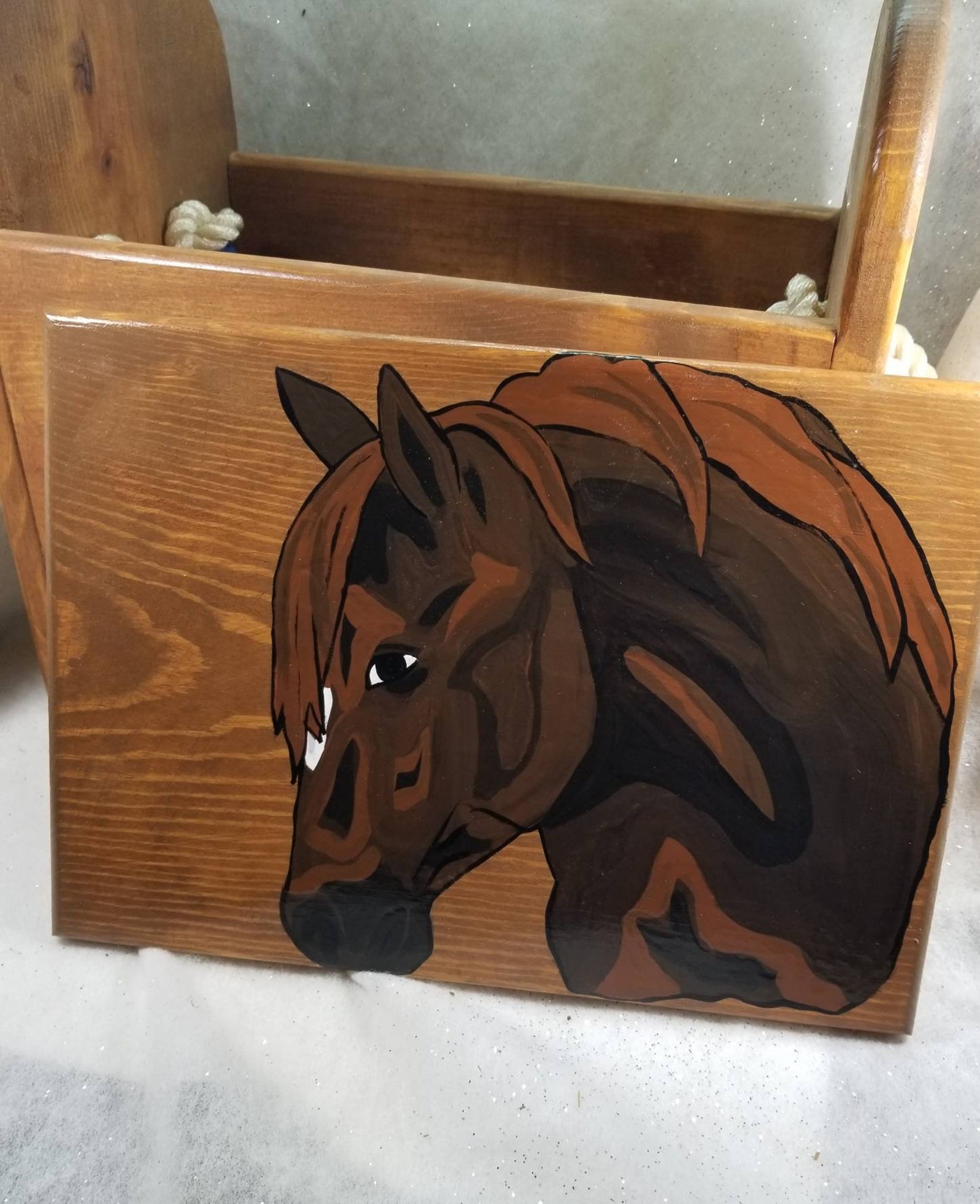 Horse Storage Box Wooden Box W Lid Treasure Storage Book Etsy