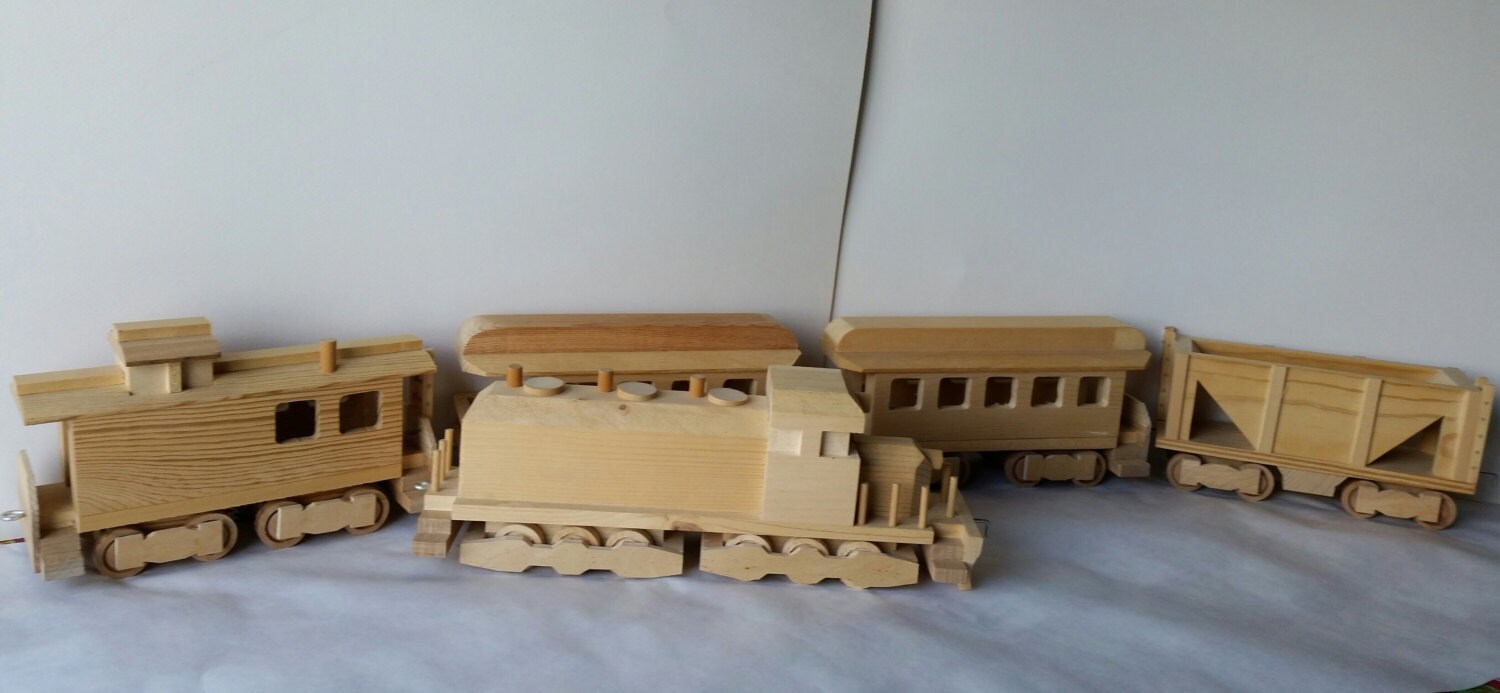 TrainTrain and Cars Train Set Wooden Toy Model Decor Etsy