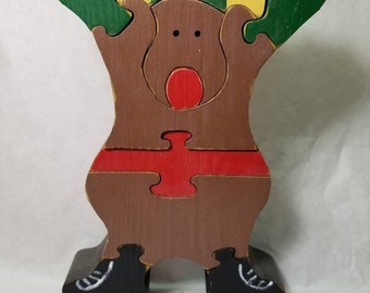 Deer Wood Puzzle, Christmas Decor, Reindeer, Holiday Toy, Wood Puzzle, Reindeer Puzzle, Holiday Decoration, Rustic Decor, Christmas Puzzle