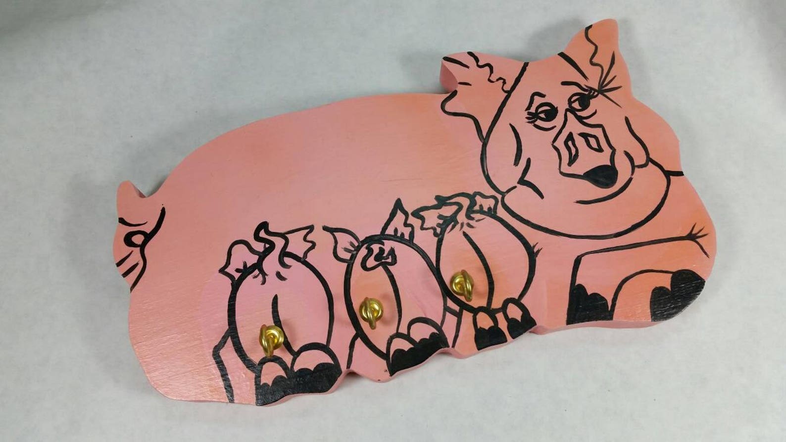 Key Rack Pig Pig, Key Rack, Pink, Farm House Decor, Key Hooks, Country Style Decor ...